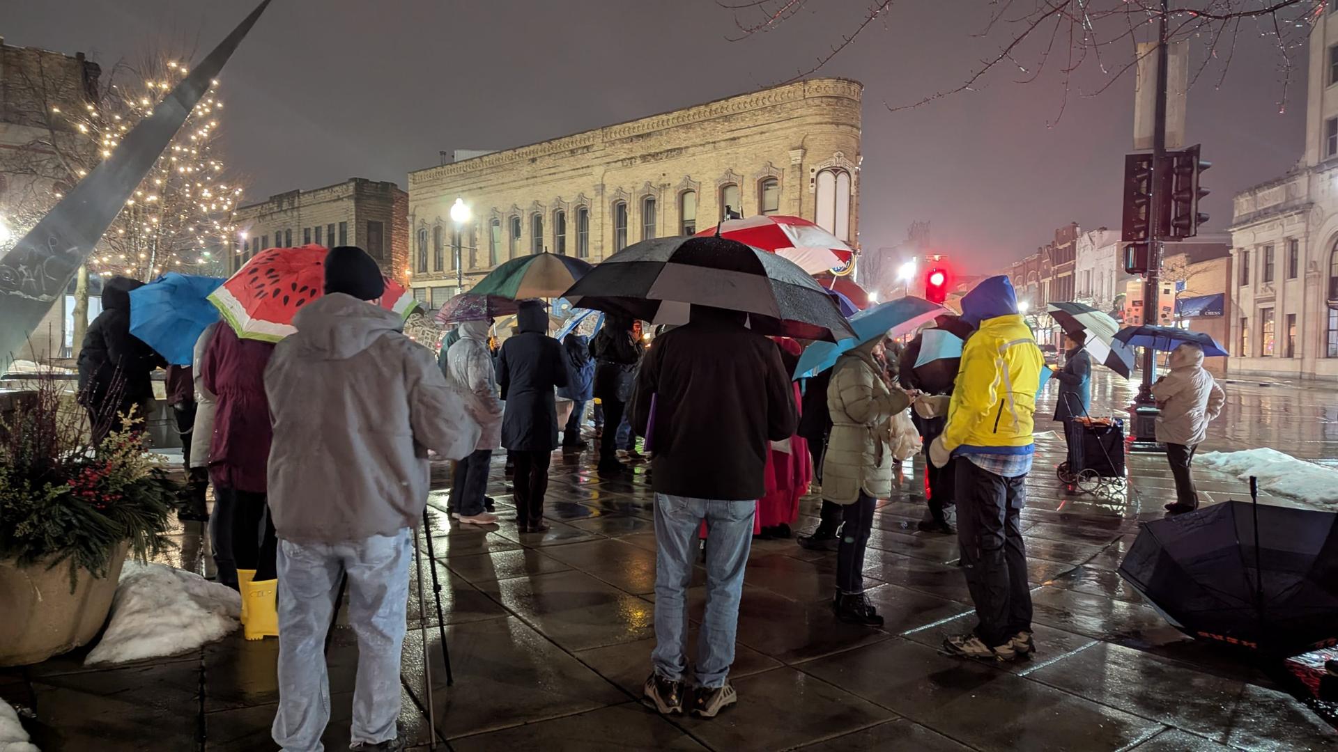  Candlelight Vigil for Renee Good held in the pouring rain